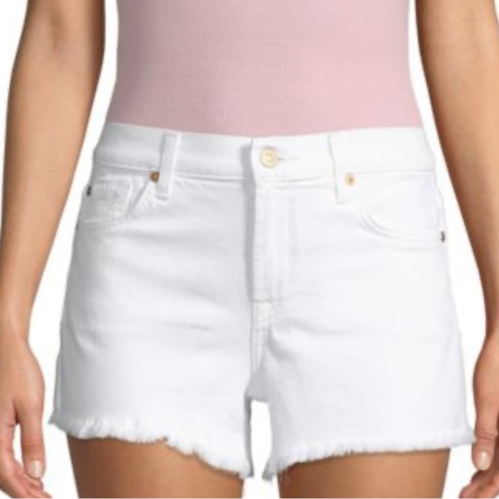 7 For All Mankind Women's Monroe Cutoffs Shorts in Clean White Rigid size 32